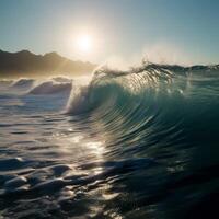 Sun is shinning on a wave photo