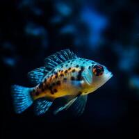 exótico pequeño pescado en acuario ai generado foto