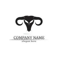 Bull horn and buffalo logo and symbols template icons app vector