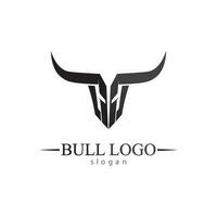 Bull horn and buffalo logo and symbols template icons app vector