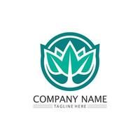 Tree leaf vector and green logo design friendly concept