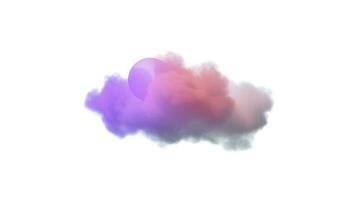 3d render, glowing colorful soft cloud isolated on white background. Fluffy cumulus atmosphere phenomenon. Realistic sky clip art element, generate ai photo