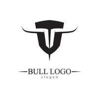 Bull horn and buffalo logo and symbols template icons app vector