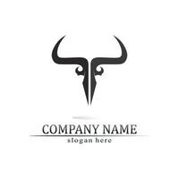 Bull horn and buffalo logo and symbols template icons app vector