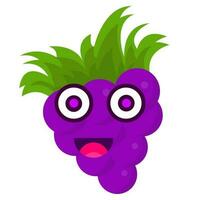 cute grape emoticon characters vector