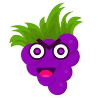 cute grape emoticon characters vector