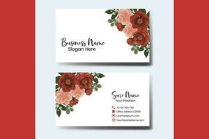 Business Card Template Camellia Flower vector