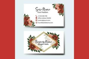 Business Card Template Camellia Flower vector