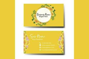 Business Card Template Yellow Hibiscus Flower vector