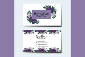 Business Card Template Purple Peony Flower vector