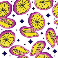 Seamless Floral Pattern in Retro 90s Style. Cute Botanical Contemporary Pattern. Trendy and Groovy Graphics for Fashion, Wallpaper, Wrapping Paper, Background, Print, Fabric, Textile and Apparel vector