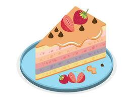 fresa pastel tarta en un plato icono vector