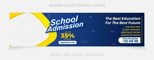 back to school admission banner cover website social media vector