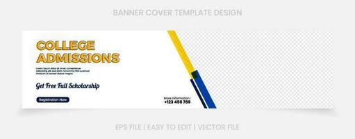 back to school admission banner cover website social media vector