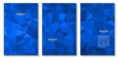 set of covers abstract blue background geometric triangles vector