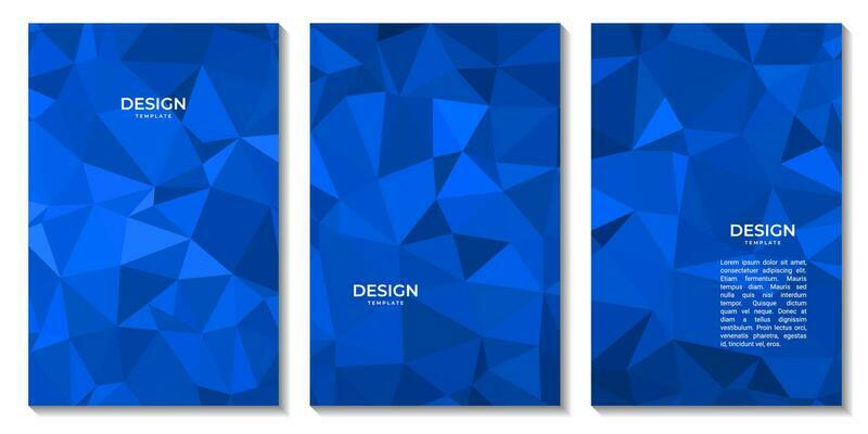 set of covers abstract blue background geometric triangles