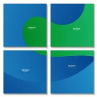 set of abstract green and blue background with waves vector