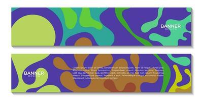 set of banners groovy retro funky liquid line pattern background vector