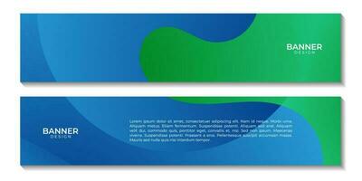 set of banners abstract green and blue background with waves vector