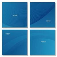 set of squares abstract modern blue wave background vector