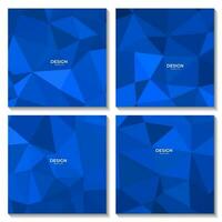 set of abstract blue background geometric triangles vector