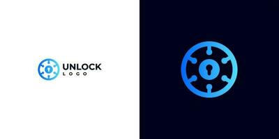 logo for a Web3 Blockchain Development Agency. Unlock logo. safety data logo. vector