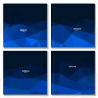 set of abstract blue geometric background with triangles and space for text vector