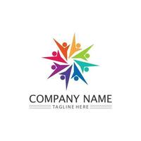 Human and people logo design Community care icon vector