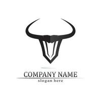 Bull horn and buffalo logo and symbols template icons app vector