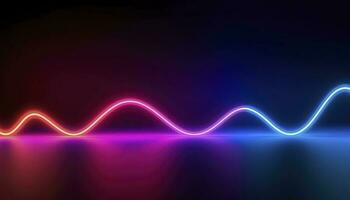 3d rendering, the abstract background of colorful neon wavy lines glowing in the dark. Modern simple wallpaper, generates ai photo