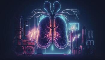 Smoky lungs of a smoker on a dark background isolate medical concept 3d illustration photo