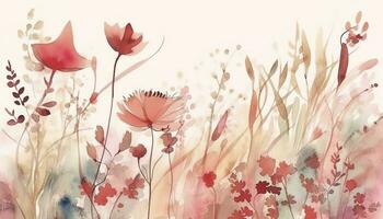 Abstract floral art background vector. Wallpaper of spring colorful flowers garden. Isolated on white for greeting cards, Easter, thanksgiving. Spring set, background , generate ai photo