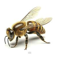 Golden honeybee or bee isolated on the white background, generate ai photo