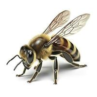 Golden honeybee or bee isolated on the white background, generate ai photo