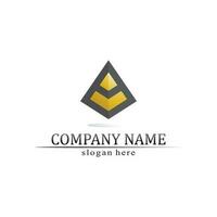 Diseño de logotipo de pirámide triangular y símbolo de vector egipcio y logotipo de empresa
