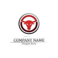 Bull and cow animal, logo and vector horn and buffalo logo and symbols template icons app