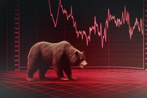 valores oso mercado rojo hacia abajo tendencia cartas en el inversión comercio pesimista Expectativas, generativo ai. foto