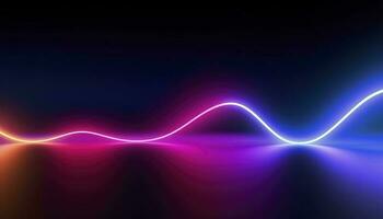 3d rendering, the abstract background of colorful neon wavy lines glowing in the dark. Modern simple wallpaper, generates ai photo