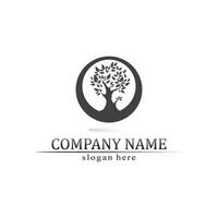 Tree leaf vector and green logo design friendly concept