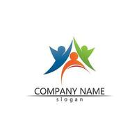 people Community vector logo care, group network and social icon design template