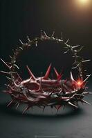 Jesus christ with crown of thorns easter crucification or resurrection concept he is risen religious easter and good friday, generate ai photo