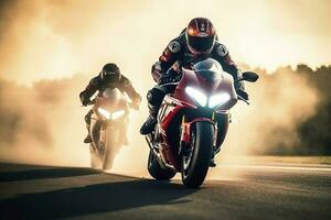 extremo atleta deporte motos carreras en carrera pista, generativo ai foto