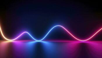 3d rendering, the abstract background of colorful neon wavy lines glowing in the dark. Modern simple wallpaper, generates ai photo