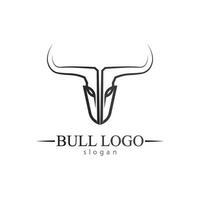 Bull horn and buffalo logo and symbols template icons app vector