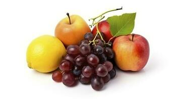 Ripe fruits isolated on white background, generate ai photo