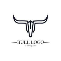 Bull horn and buffalo logo and symbols template icons app vector