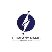 the power vector, flash ogo and thunderbolt and icon electricity illustration template design vector