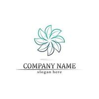 Tree leaf vector and green logo design friendly concept