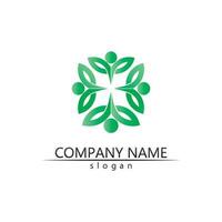 Tree leaf vector and green logo design friendly concept