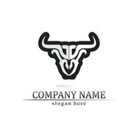 toro y vaca animal, logo y vector cuerno y búfalo logo y símbolos plantilla iconos aplicación